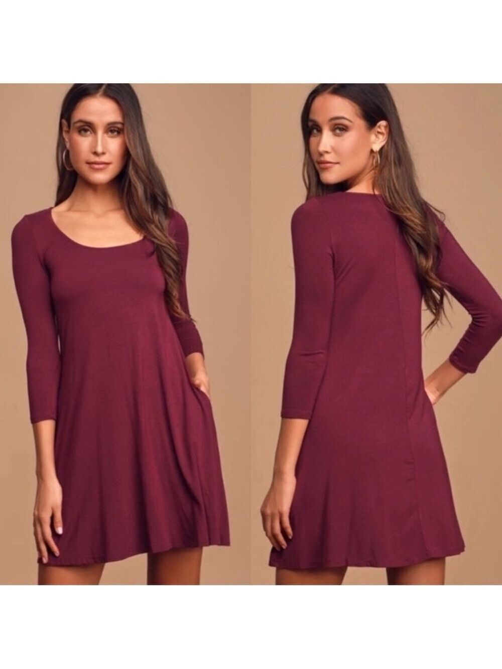 Lulus Twirl Power Wine Red Swing Dress Size M